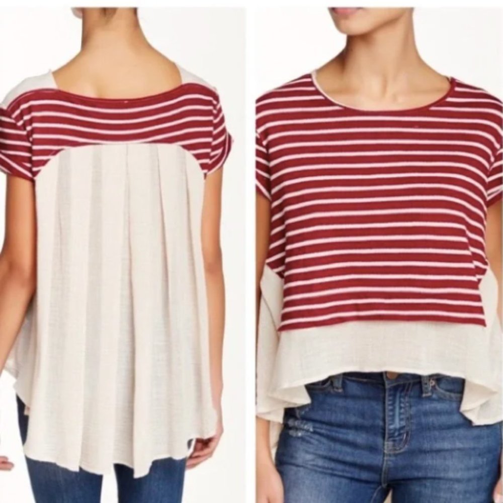 Free People French Kiss High Low Stripe Top